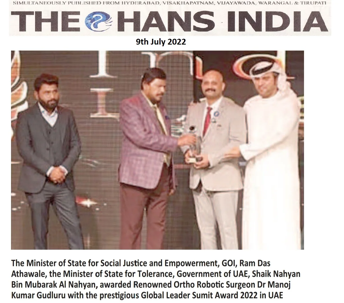 INDO ARAB GLOBAL LEADER SUMMIT AWARDS  2022